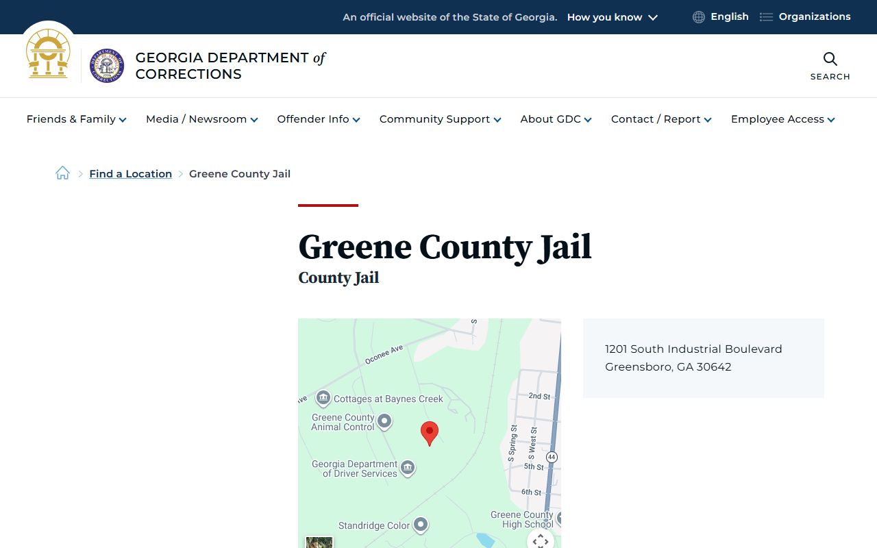 GDC Greene County Jail inmate records facility listing